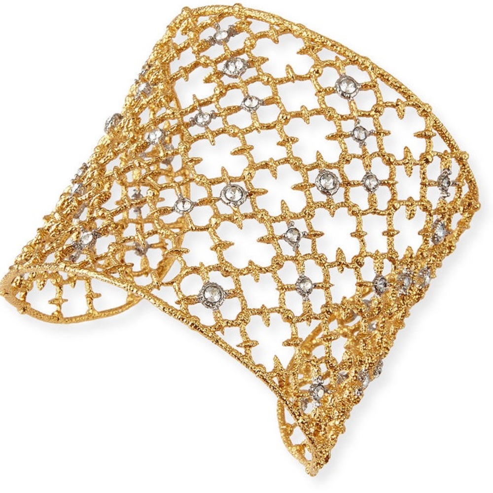 Authentic Alexis Bittar Muse D'ore Crystal Spur Lace Cuff Bracelet